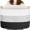 120L Extra Large Blanket Basket, Oversized Woven Cotton Rope Storage for Clothes, Pillows & Laundry, Toy Storage for Stuffed Animals with Handles for Kids Room, Living Room & Bedroom (Black/White) view 1