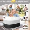 120L Extra Large Blanket Basket, Oversized Woven Cotton Rope Storage for Clothes, Pillows & Laundry, Toy Storage for Stuffed Animals with Handles for Kids Room, Living Room & Bedroom (Black/White) view 2