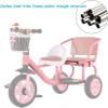 Blue,Toddler Double Seat Tricycle 3-Wheel Bike with Front Storage Basket, Stable Anti-Rollover Design, Soft Seats for Two Children Outdoor Riding view 3