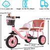 Blue,Toddler Double Seat Tricycle 3-Wheel Bike with Front Storage Basket, Stable Anti-Rollover Design, Soft Seats for Two Children Outdoor Riding view 4