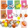 30 Pack Valentines Day Gifts for Kids ,Sports Keychain Stress Balls with Cards Mini PU Foam Squeeze Toys School Classroom Prizes Game Valentines Day Gifts for Kids Boy Girl Valentine Party Favors view 1