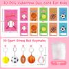 30 Pack Valentines Day Gifts for Kids ,Sports Keychain Stress Balls with Cards Mini PU Foam Squeeze Toys School Classroom Prizes Game Valentines Day Gifts for Kids Boy Girl Valentine Party Favors view 2