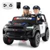 Costzon 2-Seater Ride on Police Car, 24V 4WD Licensed Chevrolet Kids Electric Vehicle with Megaphone, Siren, LED Flashing Lights, Storage Trunk, Toddler Remote Control Toy Car, Gift for Boys Girls view 1