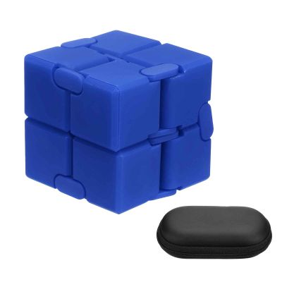 HEARTOOL Fidget Magic Cube Toy Mini Stress Release Finger Flip Cube Toys, ABS Stress Relieving & Handheld Fidget Magic Game in Bag Perfect for Adults (Blue)