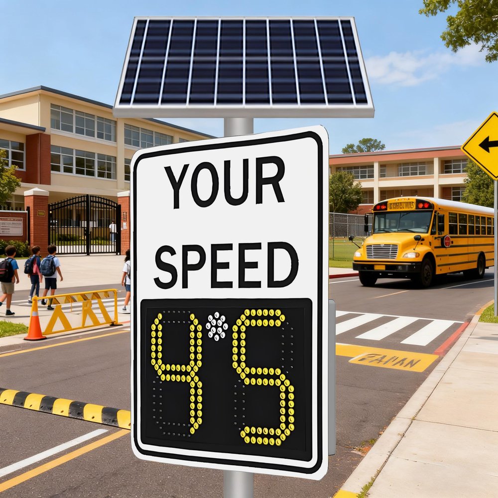 HCAUYNN Solar Radar Traffic Sign, LED Speed Limit Feedback Sign - Adjustable Speed Monitor, Durable Design for Highways & Street Use 24"x35" White