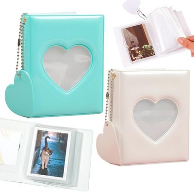 2 Pcs Love Heart Photocard Holder Book, BetterJonny 3 Inch Mini Photo Album Heart Hollow Card Binder Pendant 32 Pockets kpop photocard binder for Star Chasing Photo Collection (White, Mint Green)