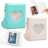 2 Pcs Love Heart Photocard Holder Book, BetterJonny 3 Inch Mini Photo Album Heart Hollow Card Binder Pendant 32 Pockets kpop photocard binder for Star Chasing Photo Collection (White, Mint Green) view 1