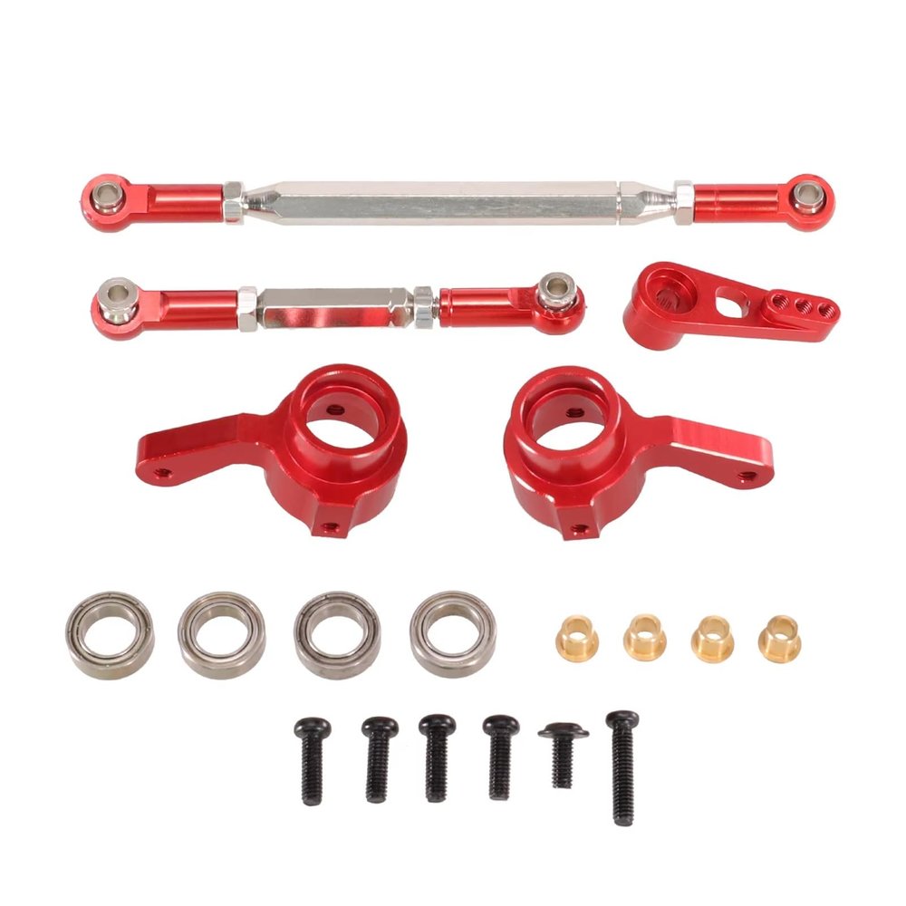 RC Car Upgrade Part For MN For MN99S For MN168 For MN82 For MN78 D90 D91 D96 1/12 Metal Steering Rod Servo Arm Steering Cup RC Car Model Upgrades Accessories(Red)