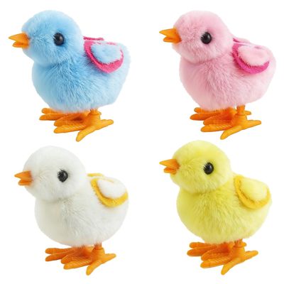 Babelshar 4 PCS Easter Wind Up Chick Toys Plush Jumping Bunny Toy Hopping Animals Clockwork Windup Rabbit Birthday Easter Basket Stuffers Party Favors for Kids Toddlers