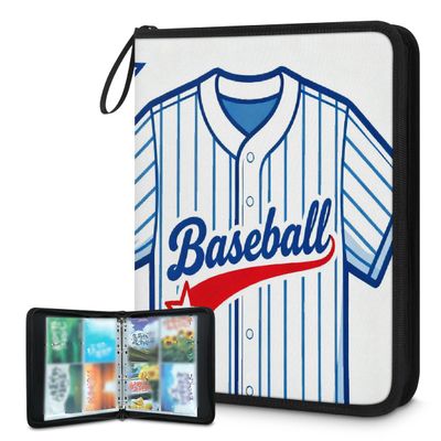 4-Pocket Trading Card Binder Holds 400 Cards with 50 Removable Double-Sided Sleeves, Sport Card Collection Album Folder Compatible with TCG MTG Game Cards(Baseball Sport)