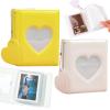 2 Pcs Love Heart Photocard Holder Book, BetterJonny 3 Inch Mini Photo Album Heart Hollow Card Binder Pendant 32 Pockets kpop photocard binder for Star Chasing Photo Collection (White, Yellow) view 1