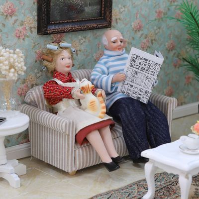 iland Dollhouse People for 1 12 Scale Accessories Miniature 6 inch Dolls for Doll House Little People Figures Mini Dollhouse Family Set Porcelain Action Figures Cute Realistic