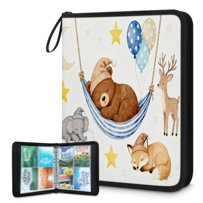 4-Pocket Trading Card Binder Holds 400 Cards with 50 Removable Double-Sided Sleeves, Sport Card Collection Album Folder Compatible with TCG MTG Game Cards(Bear Dreams)