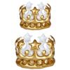 Alasum Inflatable PVC Golden Crowns, Realistic Blow Up Party Props, King & Queen Costume Headband for Birthdays, Carnivals, and Celebration Events (2Pcs view 1
