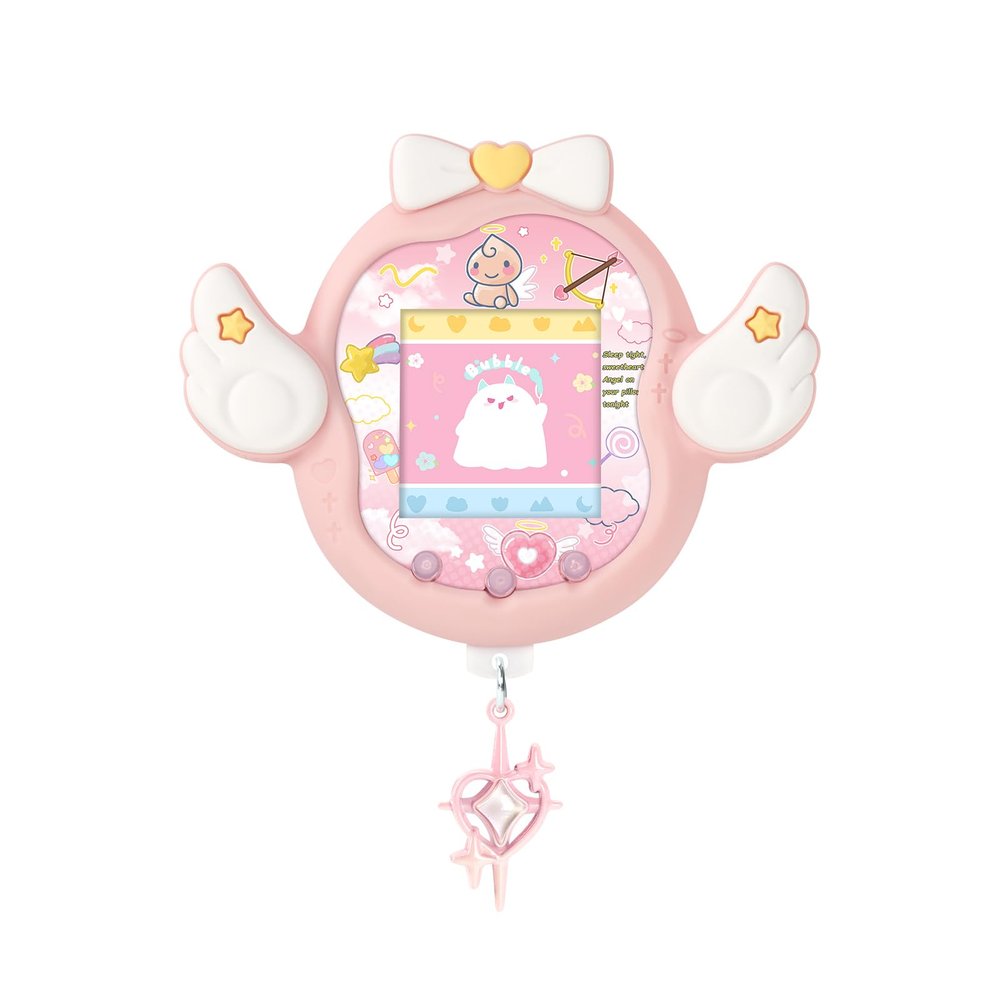 BUBBLELOGUS Angel Wing Protective Case for Tamagotchi Uni, Soft TPU Silicone Cover with Faceplate & Star Dust Plug, Anti-Scratch & Waterproof (Pink)