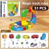 3D Infinity Track Electric Train Set - Cube Track Fusion Toy, Anti-Gravity Flexible Race Tracks with Motorized Train and Traffic Signs, STEM Building Toy for Kids(51pcs+1car) view 2