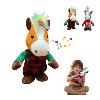 DTREELS Electric Plush Horse, Talking Pony Repeats What You Say Walking Singing Stuffed Animal, Interactive Plush Toy Funny Animated Toy,Present for Valentine Day, Graduation Day, Birthday