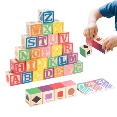 Alphabet Blocks Wooden Color Learning Puzzle, Kids Animal Matching Stacking Toy, Educational Cognitive Development, Educational Activity Set for Preschool, Kindergarten, Girls, Boy