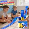 16-Ft Flexible Race Track Set for Kids, DIY Roll-Up Racetrack with 2 Launchers & 6 Mini Cars, Suction-Cup Portable Track Compatible with 1:64 Die-Cast Cars, Indoor & Outdoor Gift for Boys Girls 3+ view 2