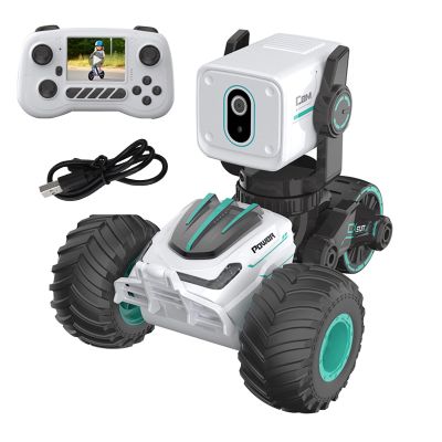 Biplut RC Car with Camera, RC Stunt Car with 720P Real Time Video Camera, 360 Spins & LED Lights, Off-Road Truck, Adjustable Camera, Gift for Kids & Adults (White)