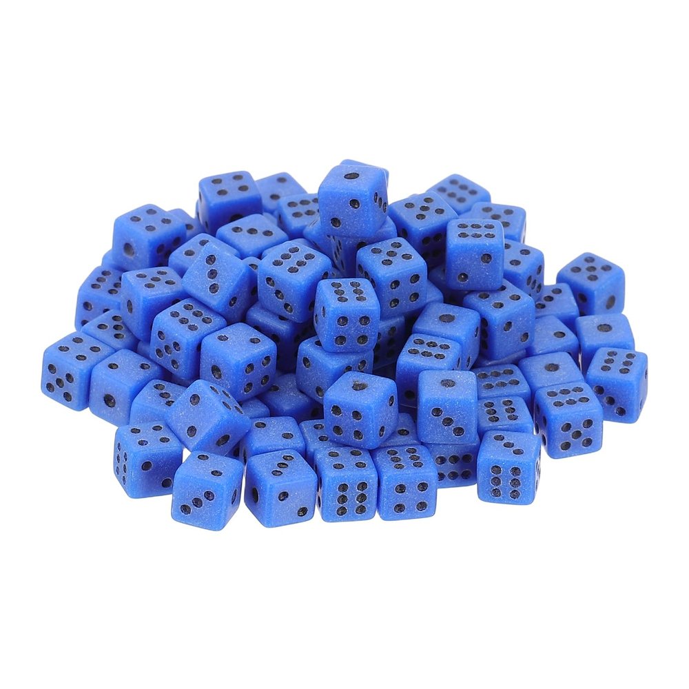 uxcell 50Pcs Mini Dice, 5mm/0.2" Acrylic Tiny Six Side Game Dot Square Dice Bulk for Table Board Game Party Activities, Blue/Black