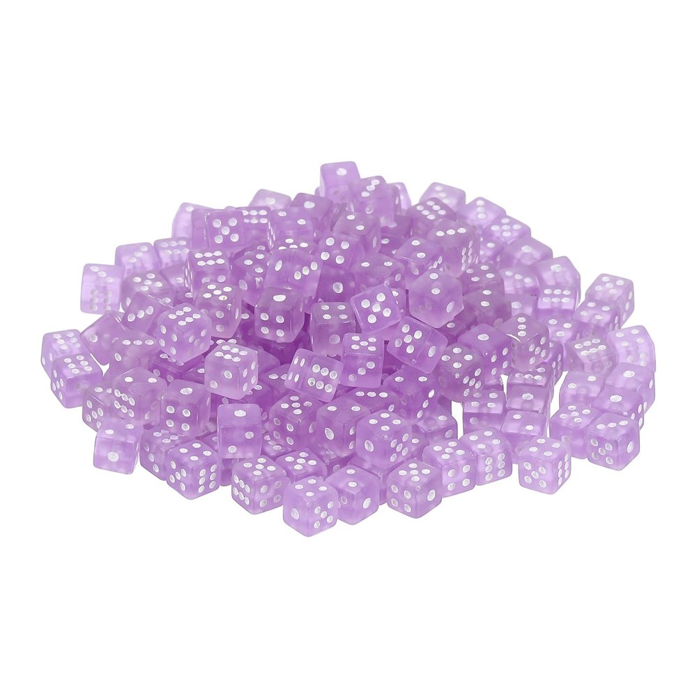 uxcell 100Pcs Mini Dice, 5mm/0.2" Acrylic Tiny Six Side Game Dot Square Dice Bulk for Table Board Game Party Activities, Clear Light Pink/White