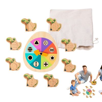 Genrico Matching Dinosaur Toys,Interactive Sensory Rotating Table,Matching Wooden Board Game - for Boys and Girls, Home, School, Travel, Parent-Child Interaction