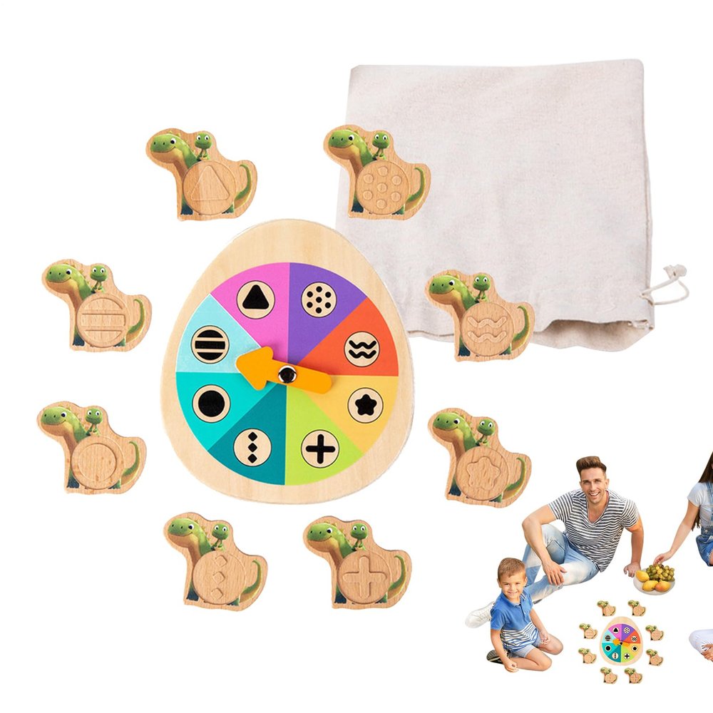 Genrico Matching Dinosaur Toys,Interactive Sensory Rotating Table,Matching Wooden Board Game - for Boys and Girls, Home, School, Travel, Parent-Child Interaction