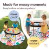 MEKA Tuff Tray Large 38"x38" Black with Stand + Waterproof Sensory Mat 67" White, Activity Tray with playmat for Kids Creative, Messy, Everyday Fun, Children and Toddlers Stuff, Outdoor and Indoor view 3