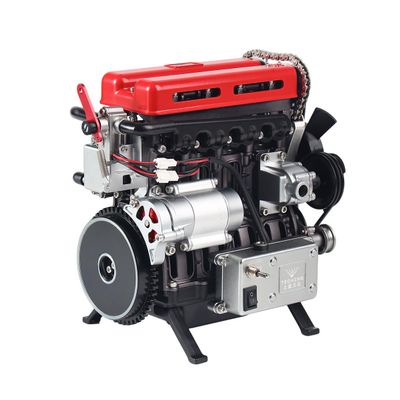 3D Metal Turbocharged L4 Car Engine Model Kit (364+PCS) - DIY Assembly Project for Adults & Teens, Mechanical Engineering Learning, Collector Display & Creative Gift (364+PCS/Black Red)