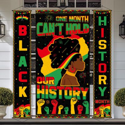 3 Pcs Black History Month Door Banner Backdrop Decorations Pan African American Front Door Cover Wall Hanging Decor February Holiday Black Pride Porch Sign Banner for Indoor Outdoor Classroom Doorway