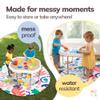 MEKA Tuff Tray Large 38"x38" White with Stand + Waterproof Sensory Mat 67" White, Activity Tray with playmat for Kids Creative, Messy, Everyday Fun, Children and Toddlers Stuff, Outdoor and Indoor view 3