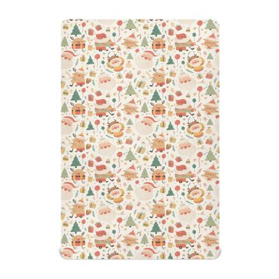 Cute Christmas Santa and Reindeer Baby Crib Sheets 27 x 39In Standard Size Kids Girls Fitted Crib Sheet for Travel