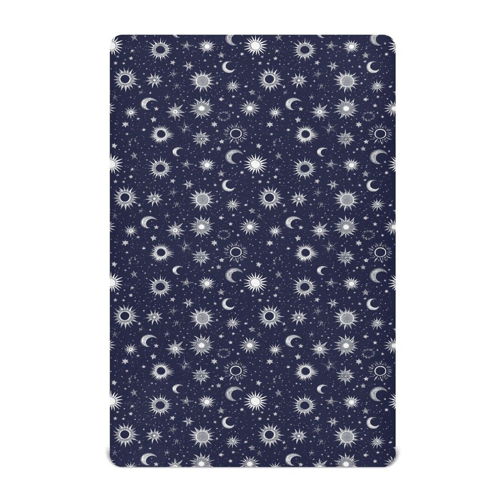 Starry Night Star Sun Moon Blue Baby Crib Mattress Sheets 27 x 39In Breathable Toddler Girls Pack n Play Sheets for Baby Bedding