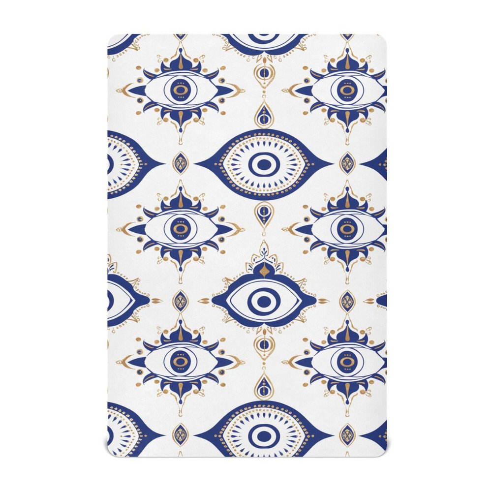 Retro Cartoon Evil Eyes Baby Crib Mattress Sheets 27 x 39In Soft Stretchy Toddler Boys Crib Bedding Sets for Travel