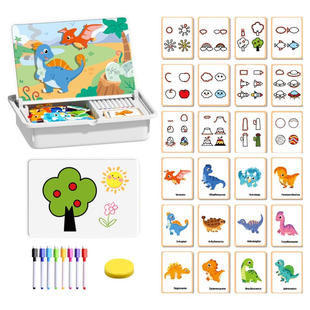 Magnetic Puzzles Face Dress Up Travel Game Double Side Preschool Educational Learning Toy for Kids, 2026 New Creative Educational Magnetic Book with Write Board for Toddlers 3-6 (#03)