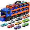 Large Truck Toys for Toddlers 1-3 2-4 3-5 4-7 Years Old Boys Kids, Transport Truck with 24 Pcs Die-Cast Cars, Toy Gifts for 3 4 5 6 Year Old Boys, Toddler Gift Toys for Ages 3-5 4-7 view 1