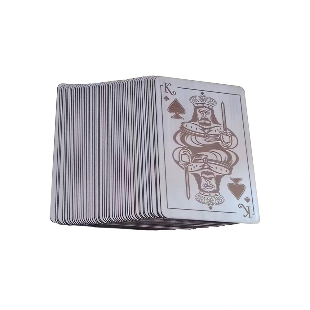 304 Stainless Steel Cards 54PCS Full Metal Playing Cards Poker Deck Thick Double-sided Carving Playing Throwing Cards Game Bulk for Adults No-burr Waterproof Reusable Collectable Long-lived (Style-C)
