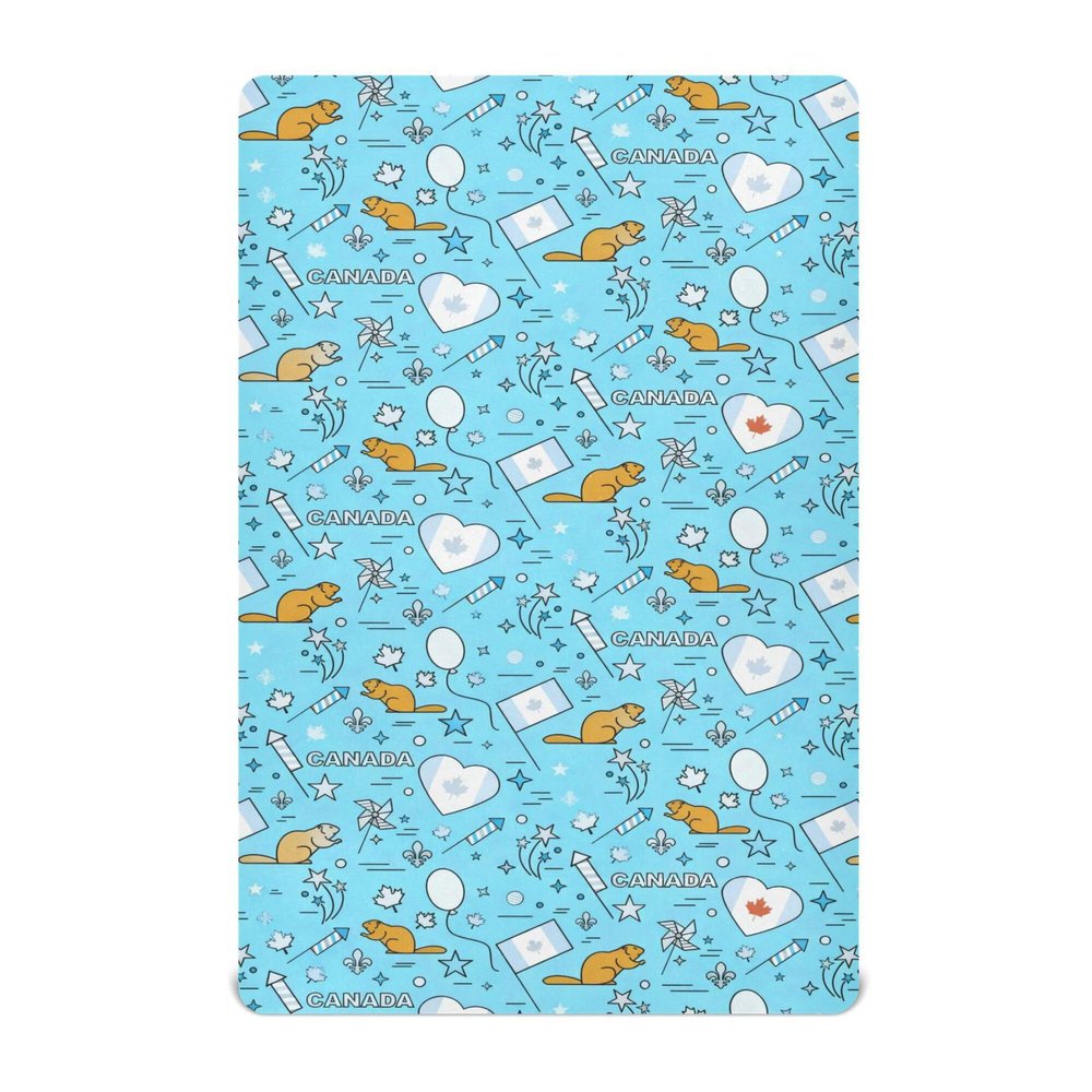 Canada Themed Beavers and Maple Leaves Baby Mini Crib Sheets 27 x 39In Breathable Toddler Boys Muslin Crib Sheet for Nursery