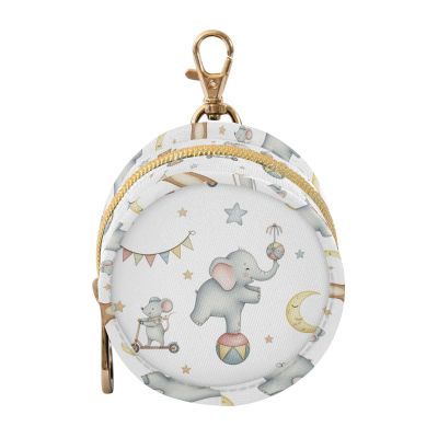 Elephant White Moon Animal Pacifier Holder Case Newborn Pacifier Storage Pouch for Boys Girls Easy Attach to Diaper Bag Portable Baby Essentials Container