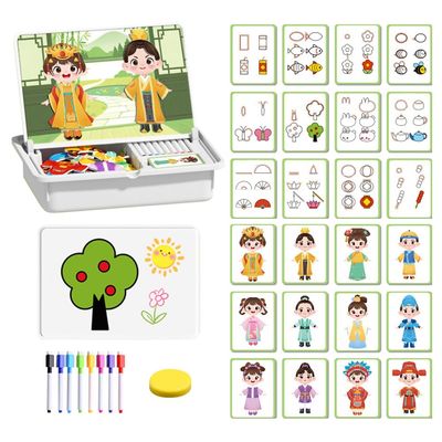 Magnetic Puzzles Face Dress Up Travel Game Double Side Preschool Educational Learning Toy for Kids, 2026 New Creative Educational Magnetic Book with Write Board for Toddlers 3-6 (#04)