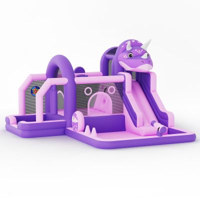 Bounce House Inflatable Bouncer with Slide & Water Features, Durable Oxford Dinosaur Jumping Castle with Air Blower, Large Backyard Bouncy House for Kids, Quick Setup with Accessories Included