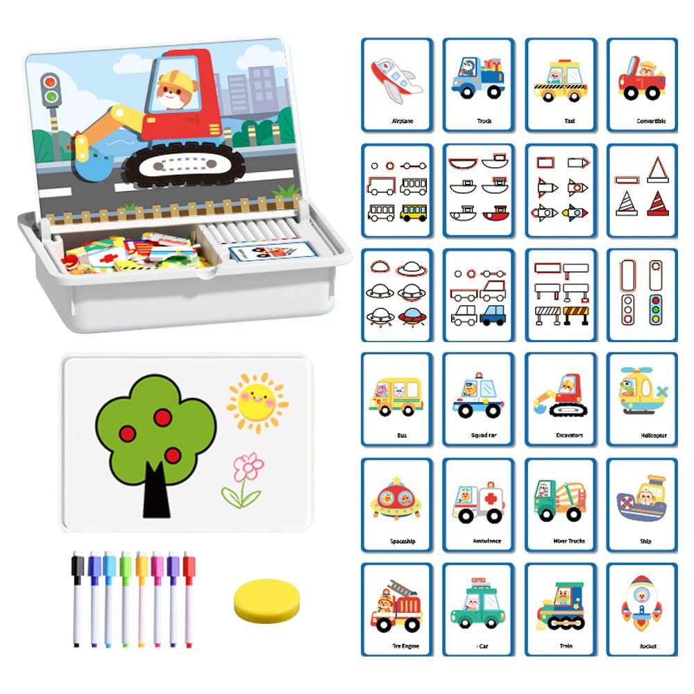Magnetic Puzzles Face Dress Up Travel Game Double Side Preschool Educational Learning Toy for Kids, 2026 New Creative Educational Magnetic Book with Write Board for Toddlers 3-6 (#02)