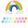 17Pcs Colorful Rainbow Balloon Cake Topper Set Featuring Soft Pottery Rainbows Mini Balloon Balls Cupcake Toppers for Birthday Wedding Parties view 1