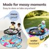 MEKA Tuff Tray Large 38"x38" Black with Stand + Waterproof Sensory Mat 67" Blue, Activity Tray with playmat for Kids Creative, Messy, Everyday Fun, Children and Toddlers Stuff, Outdoor and Indoor view 3