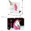 3D Building Block Animal Head Portrait Set, Elephant and Unicorn Wall Decor, 3400+ Pieces, Gray and Pink Design, 11x9.7x6.4 inch and 9.4x6.5x11.4 inch view 3