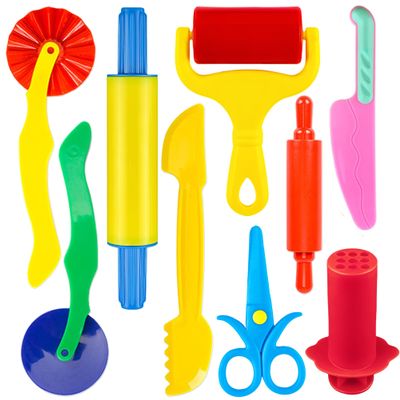 iShyan Dough Tools for Kids,9-Piece Kids Clay and Dough Tool Kit Includes Roller, Rolling Pins, Cutting Tools, Safe Scissors & Plastic Knife for Fun DIY Craft Activities
