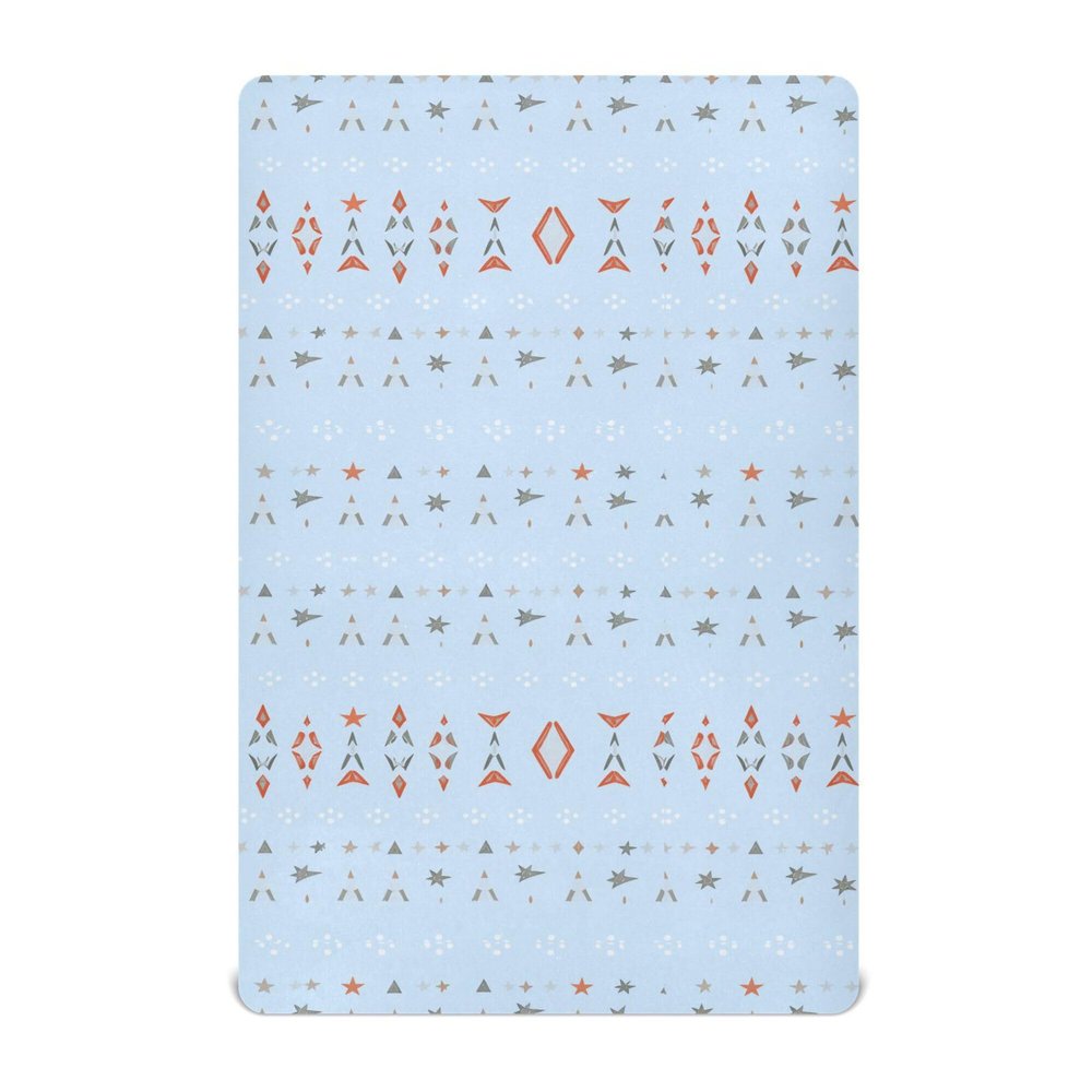 Geometries Boho Blue Baby Crib Mattress Sheets 27 x 39In Breathable Kids Girls Crib Bedding Sets for Baby Bedding