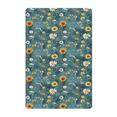 Autumn Flowers Sunflower Lily Rosemary Teal Baby Mini Crib Sheets 27 x 39In Breathable Kids Girls Fitted Crib Sheet for Travel