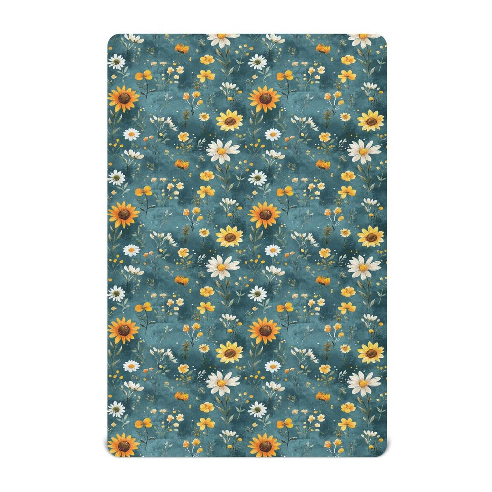 Autumn Flowers Sunflower Lily Rosemary Teal Baby Mini Crib Sheets 27 x 39In Breathable Kids Girls Fitted Crib Sheet for Travel